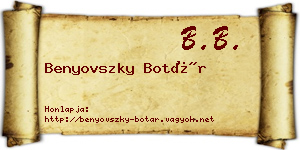 Benyovszky Botár névjegykártya